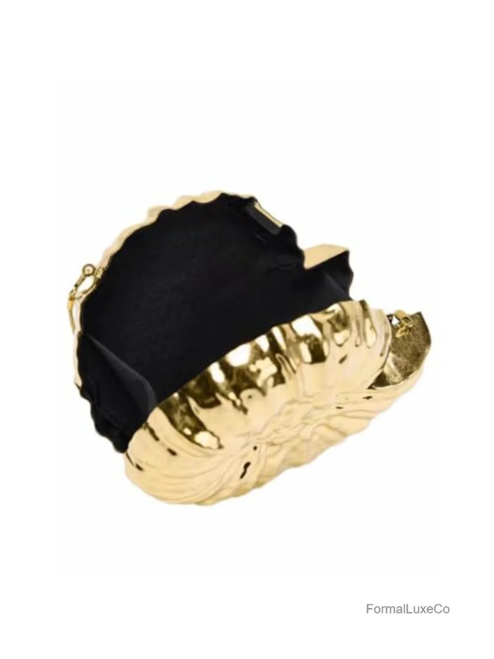 Women's Metal Shell Clutch Purse Novelty Evening Bag Detachable Chain